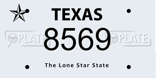 8569 Texas License Plate