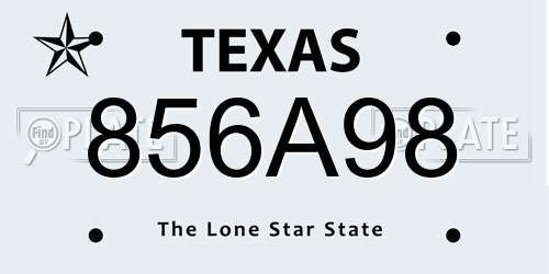 856A98 Texas License Plate