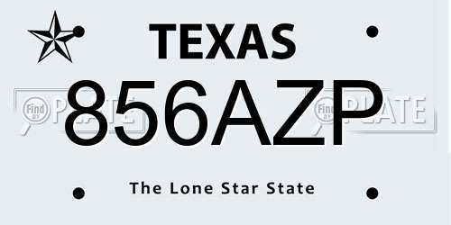 856AZP Texas License Plate