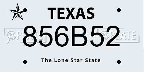 856B52 Texas License Plate