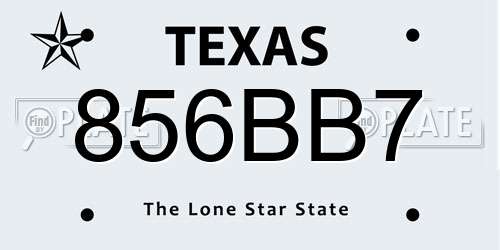 856BB7 Texas License Plate