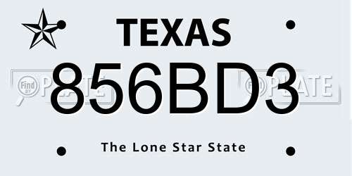 856BD3 Texas License Plate