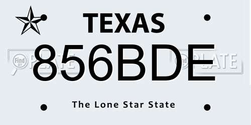 856BDE Texas License Plate