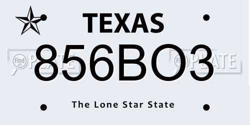 856BO3 Texas License Plate
