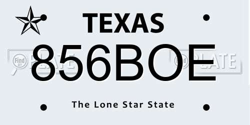 856BOE Texas License Plate