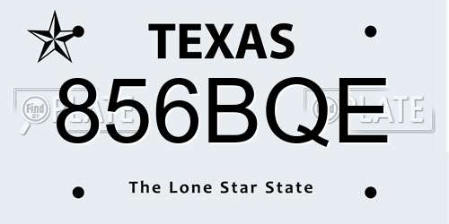 856BQE Texas License Plate