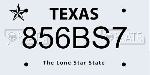 856BS7 Texas License Plate