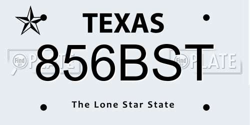 856BST Texas License Plate