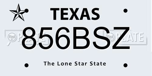 856BSZ Texas License Plate
