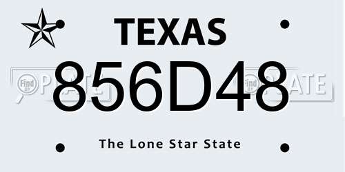 856D48 Texas License Plate