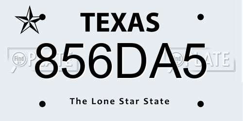 856DA5 Texas License Plate