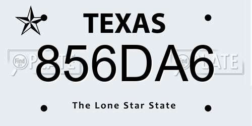 856DA6 Texas License Plate