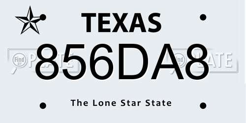 856DA8 Texas License Plate