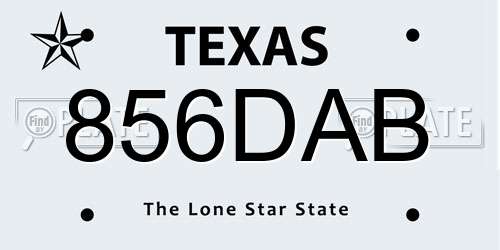 856DAB Texas License Plate