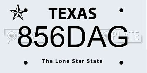 856DAG Texas License Plate