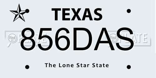 856DAS Texas License Plate