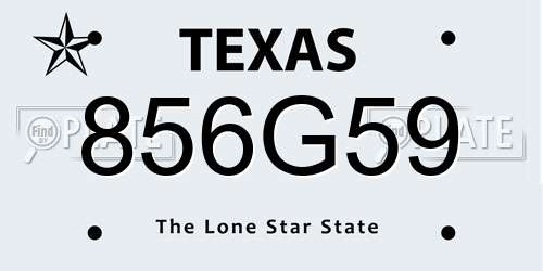 856G59 Texas License Plate