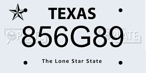 856G89 Texas License Plate