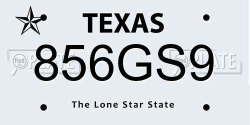 856GS9 Texas License Plate