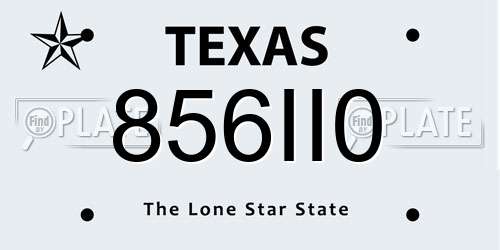 856II0 Texas License Plate