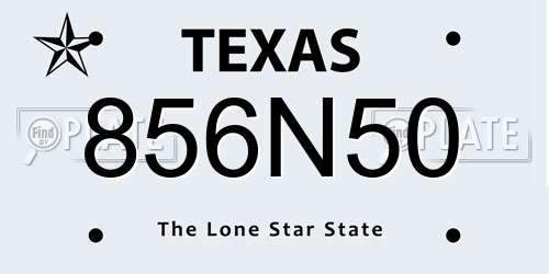 856N50 Texas License Plate