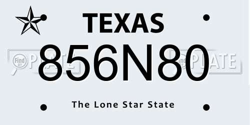 856N80 Texas License Plate