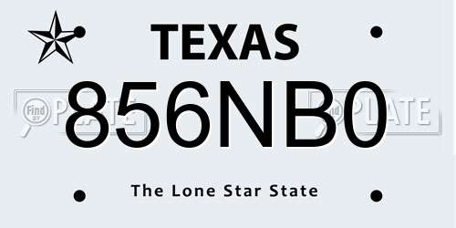 856NB0 Texas License Plate