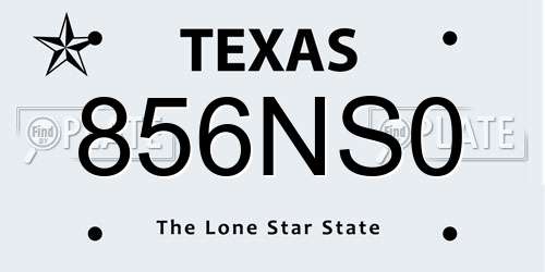 856NS0 Texas License Plate