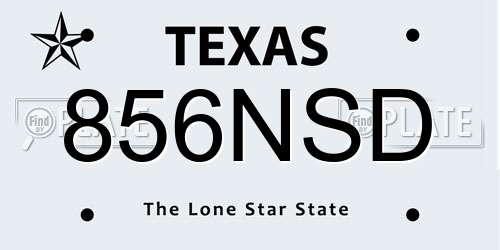 856NSD Texas License Plate