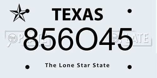856O45 Texas License Plate