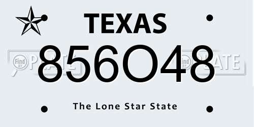 856O48 Texas License Plate