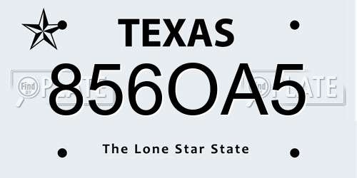 856OA5 Texas License Plate