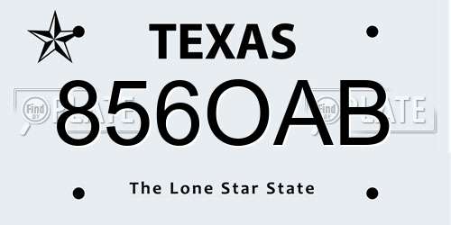 856OAB Texas License Plate
