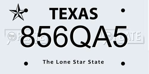 856QA5 Texas License Plate