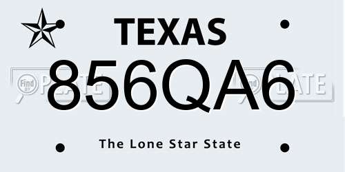 856QA6 Texas License Plate