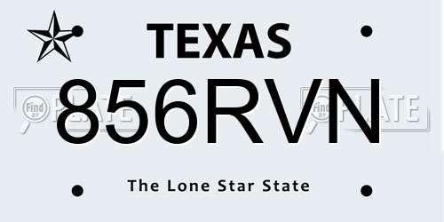 856RVN Texas License Plate