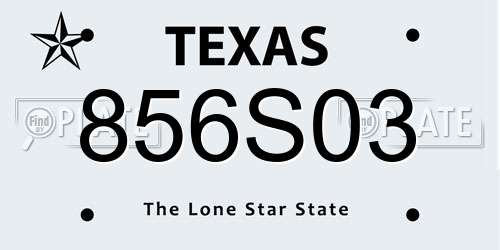 856S03 Texas License Plate