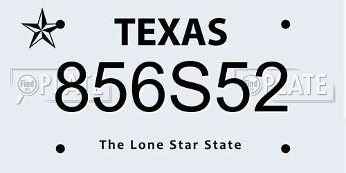 856S52 Texas License Plate