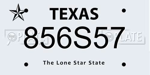 856S57 Texas License Plate