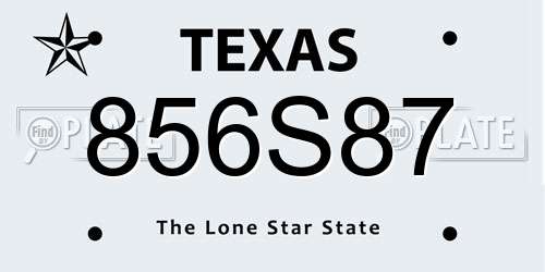 856S87 Texas License Plate