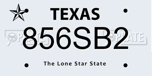 856SB2 Texas License Plate