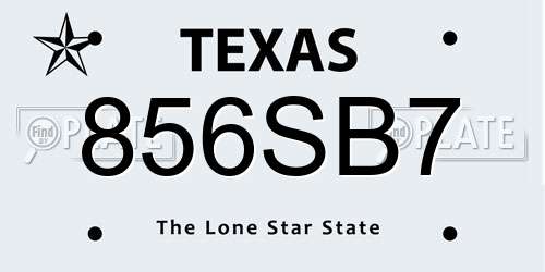 856SB7 Texas License Plate