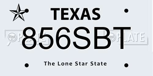 856SBT Texas License Plate