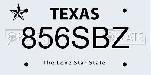 856SBZ Texas License Plate