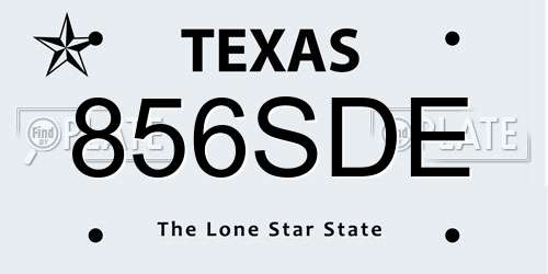 856SDE Texas License Plate