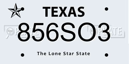 856SO3 Texas License Plate