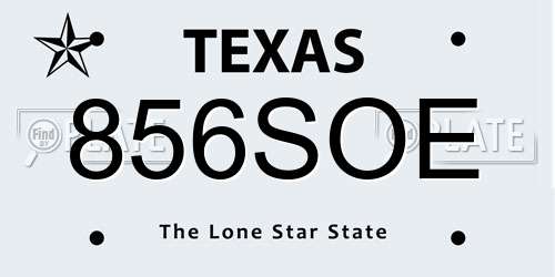 856SOE Texas License Plate