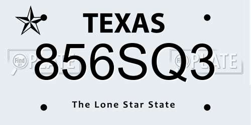 856SQ3 Texas License Plate