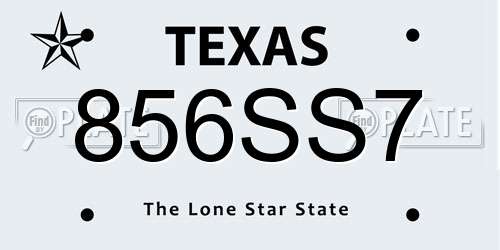 856SS7 Texas License Plate
