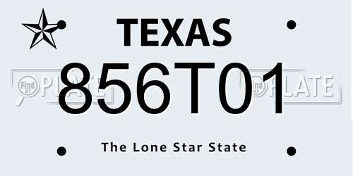 856T01 Texas License Plate